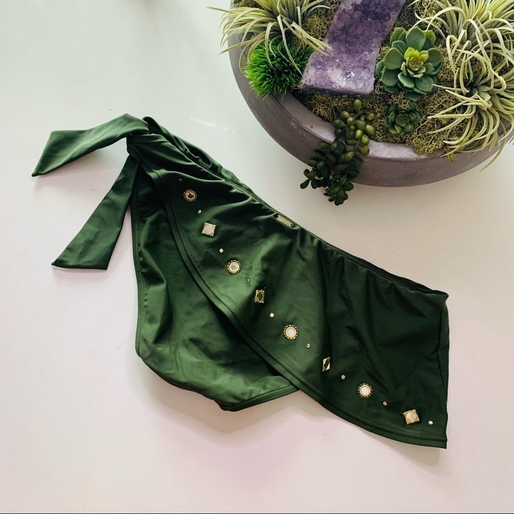 Xoxo forest green bohemian bikini bottom faux wrap skirt Medium
